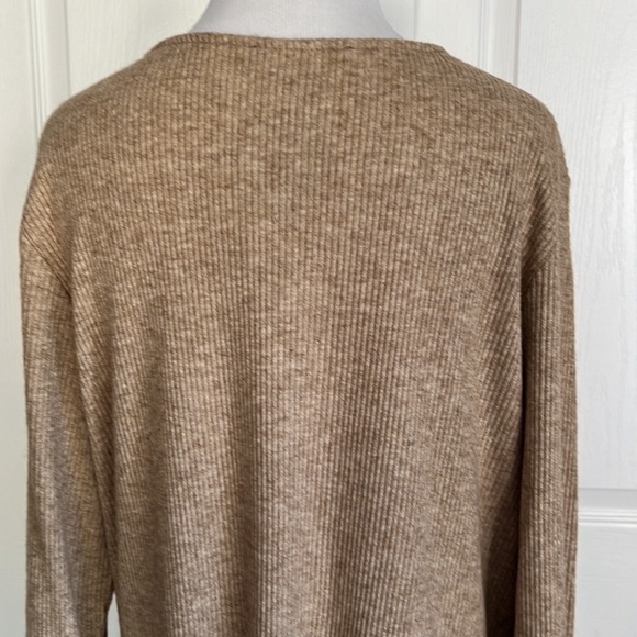 NWT Forever 21 Plus Oatmeal Tan Ribbed Soft V Neck Button Down Dress Sz 3X - Picture 7 of 12